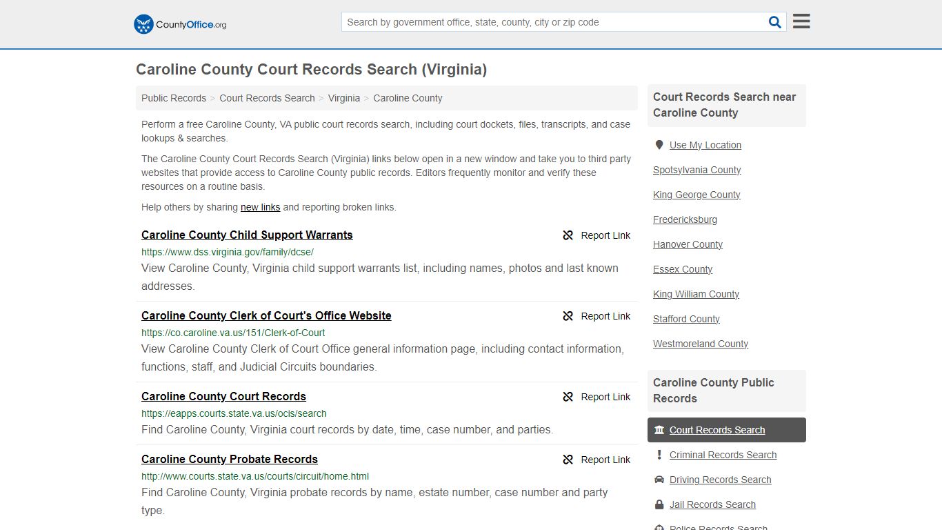 Caroline County Court Records Search (Virginia) - County Office